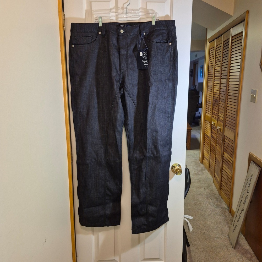 Antik‎ Denim Mens Dark Wash Embroidered Back Pocket Jeans Size 44x34 NWT Y2K